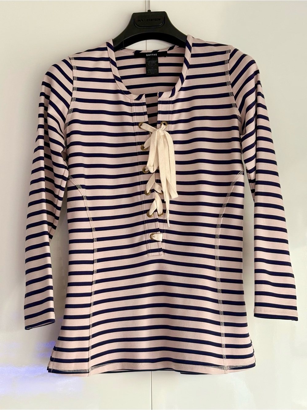 NWOT Smythe Nautical Striped Lace-Up Top - Long Sleeve - Size L